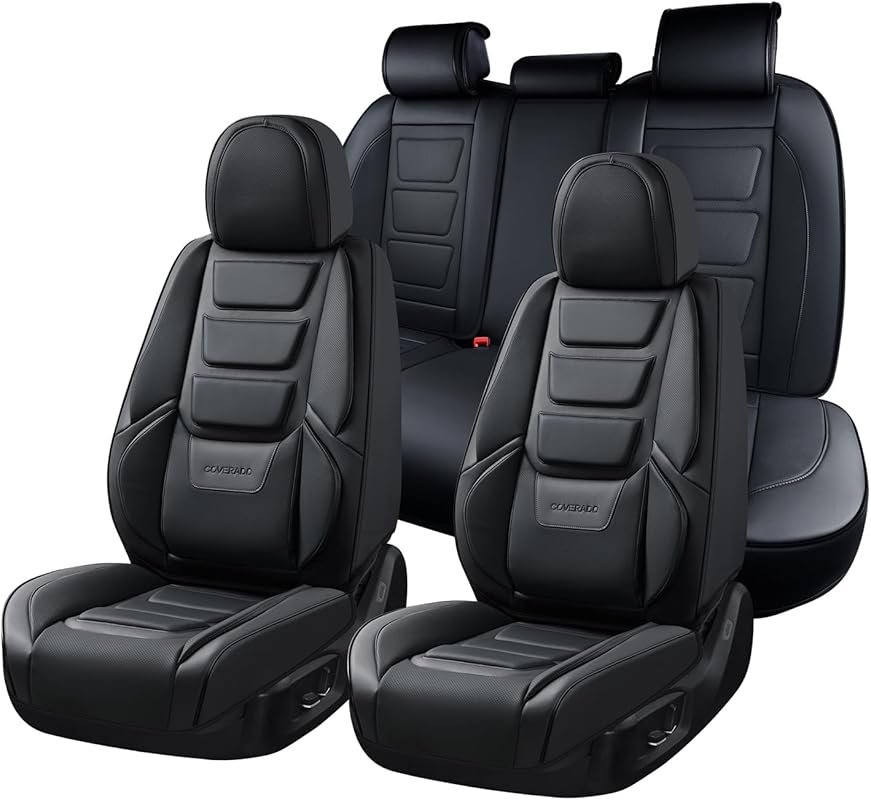 Coverado Full Set of Waterproof Leather Car Seat Covers for Most Cars