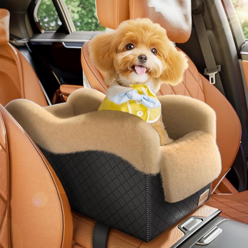 Portable Center Console Dog Car Seat – Luxury Booster for Small Dogs U