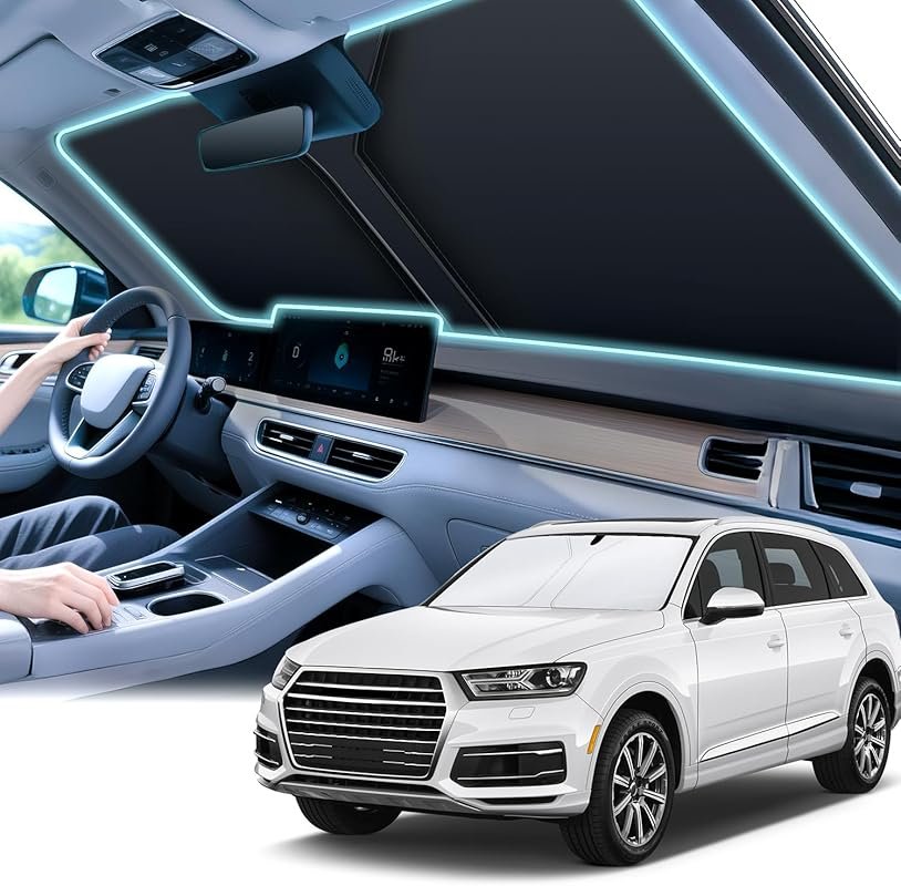SINGARO 300T Universal Car Windshield Sun Shade, Foldable Reflective f