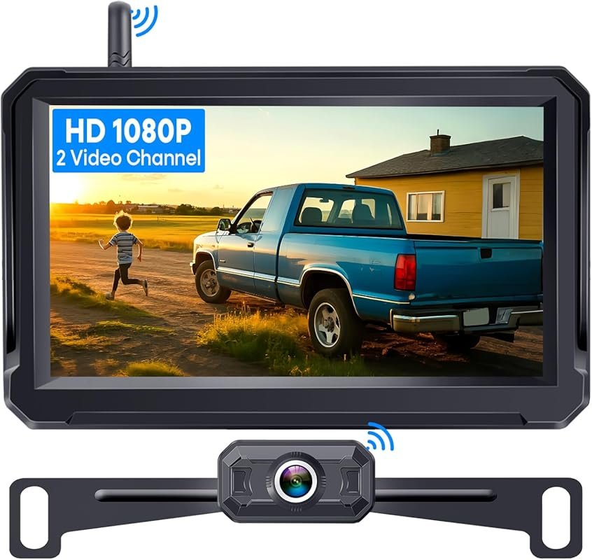 Wireless Backup Camera for Trucks with 5-Inch 1080P HD Display IP69K W