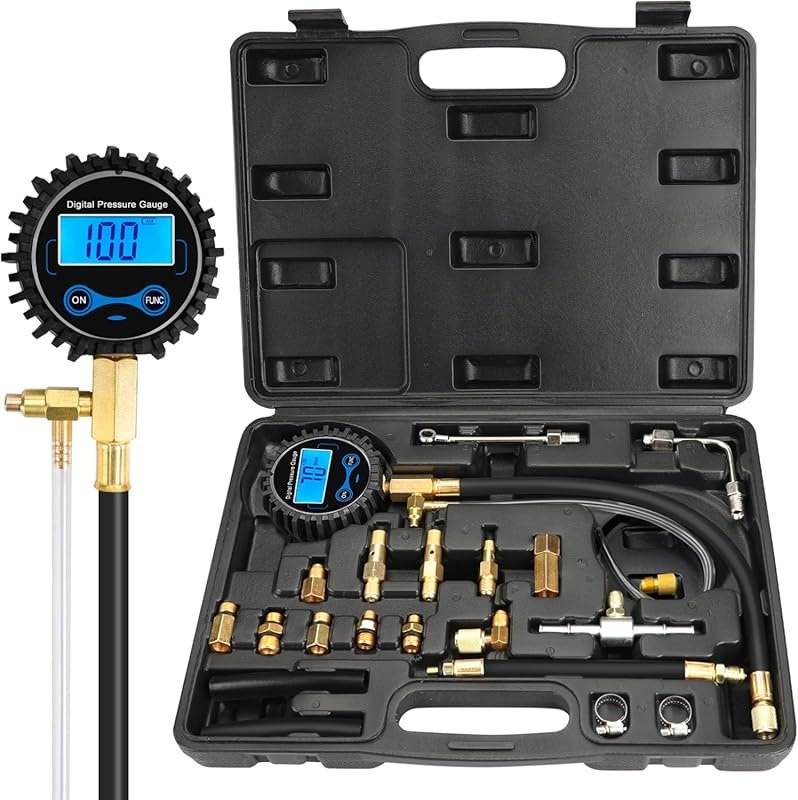 BETOOLL Digital Fuel Pressure Gauge Test Kit for Cars and Trucks, 0-30