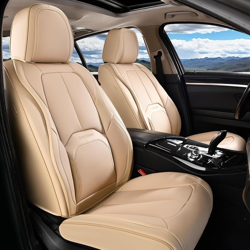 Coverado beige front seat covers for Lexus ES 350, premium Nappa leath