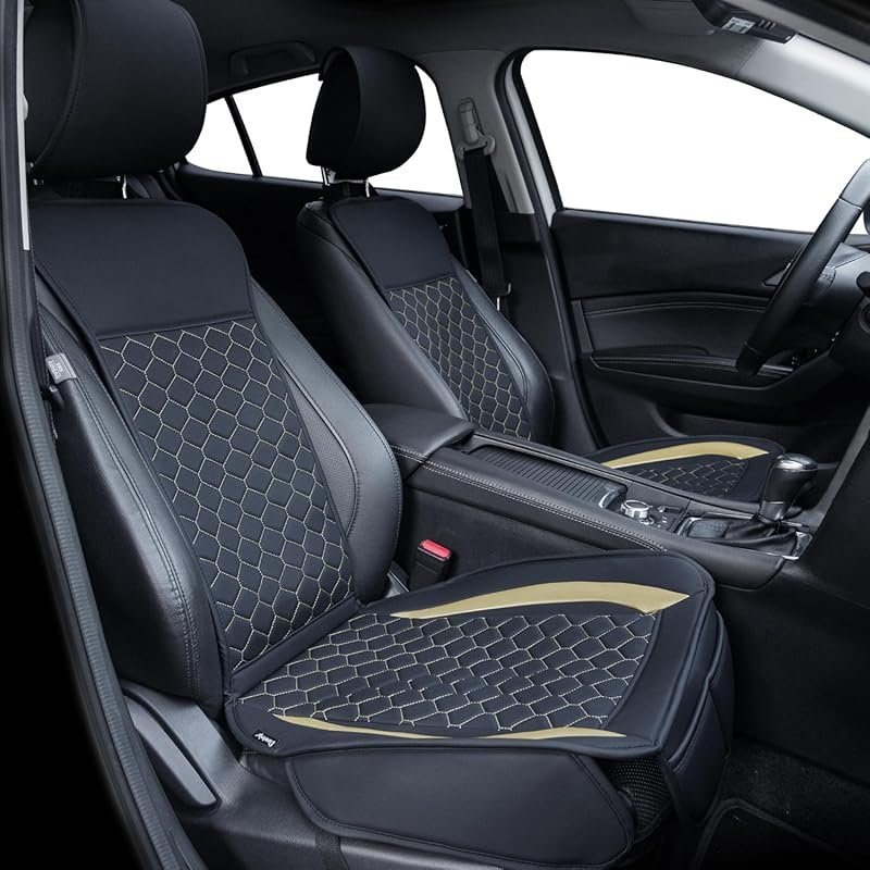 Elantrip Universal Front PU Leather Seat Covers, Waterproof in Black a