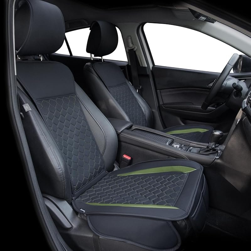 Elantrip Universal Front PU Leather Seat Covers, Waterproof in Black a