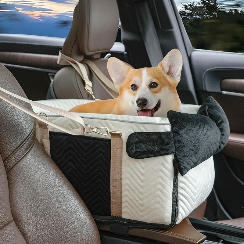 Dog Car Seat for Small Dogs Adjustable Portable Center Console Dog Car