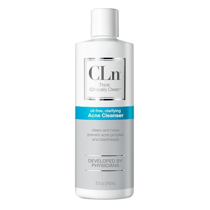 CLn Acne Cleanser uses salicylic acid and sodium hypochlorite to clari