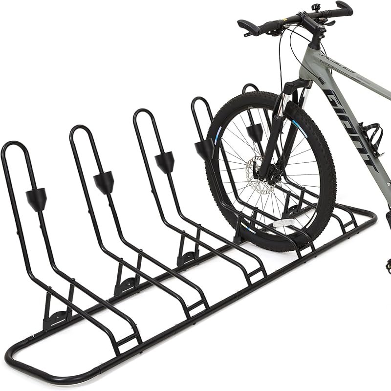 Floor Bike Rack for 5 Bikes, Waterproof Stand with Disc Brake Protecti