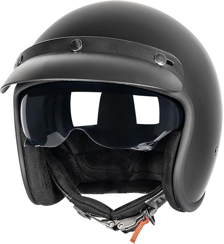 Retro 3/4 Open Face Helmet for Bobber & Chopper Motorcycles – DOT Appr