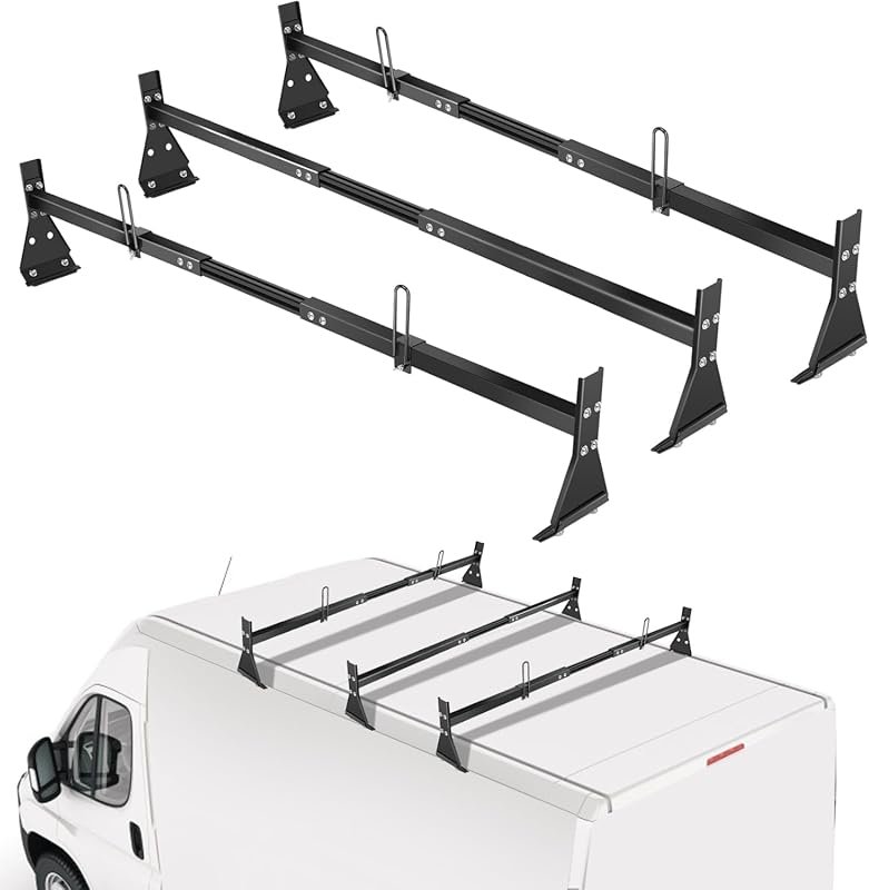 Universal Van Ladder Roof Rack for Chevy Express, Fit Vans with Rain G