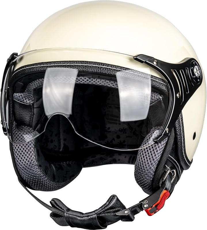 Retro 3/4 Helmet with Clear Visor – DOT Approved, for Men & Women on S