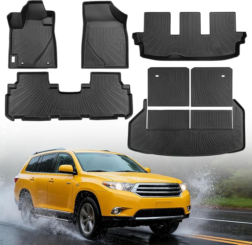 All-Weather TPE Floor Mats for Toyota Highlander (2008-2013, Non-Hybri