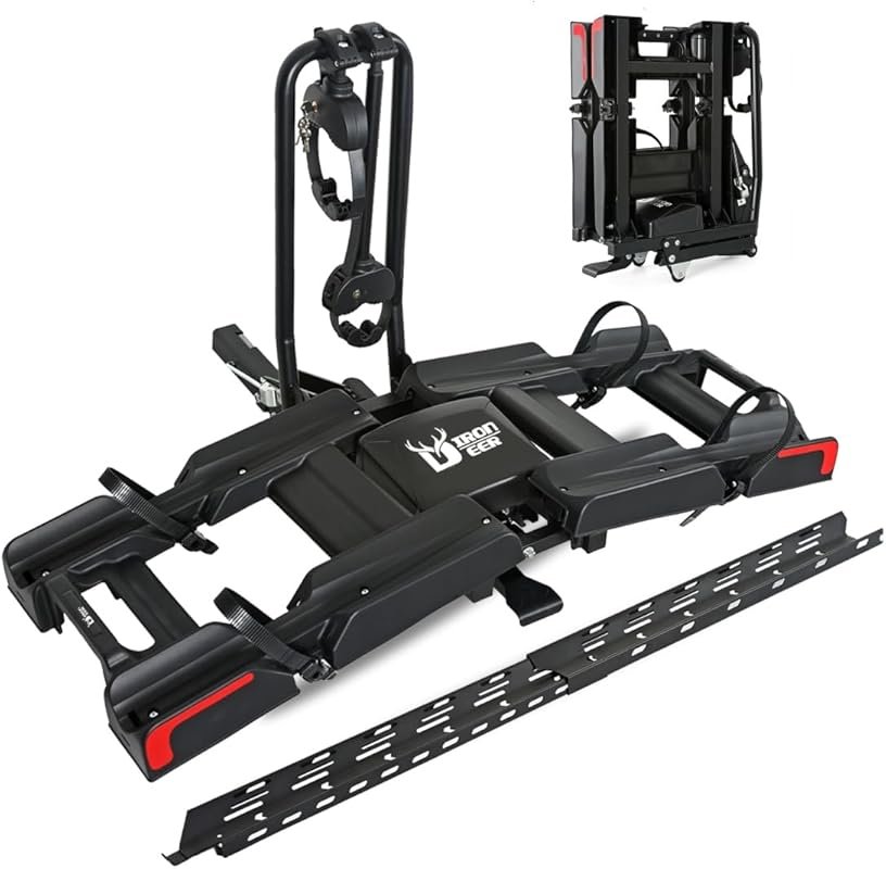Eco Pro Upgraded 200lbs EBike Rack with Ramp for 2 E-Bikes, Hitch EBik