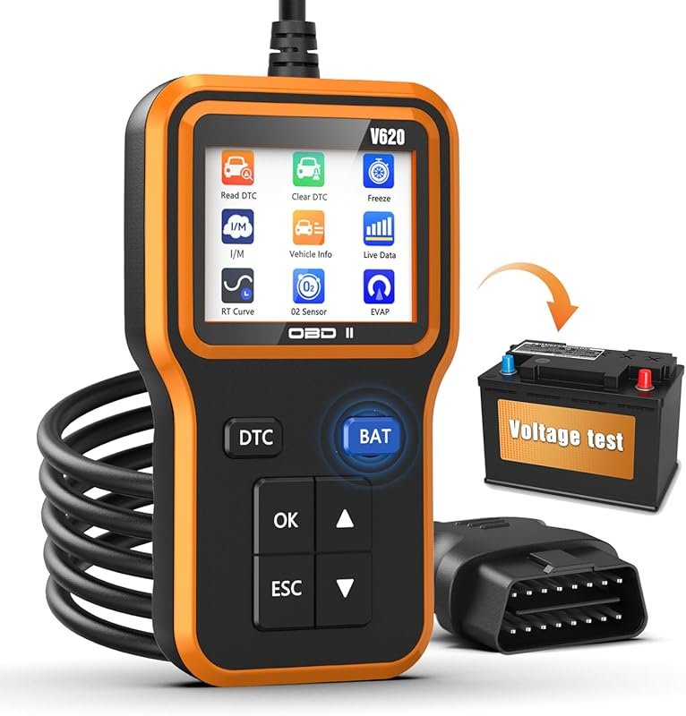 OBD2 Scanner with Battery Tester for Check Engine Light, Emissions Rea