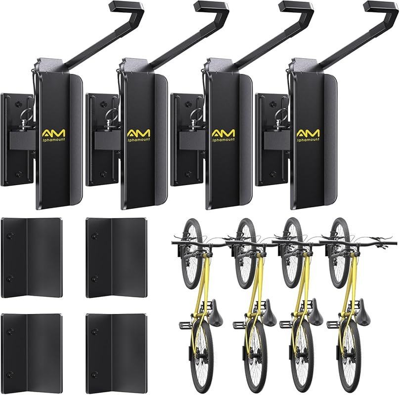 Alphamount Swivel Bike Wall Mount Pack of 4, 180-Degree Rotation for G