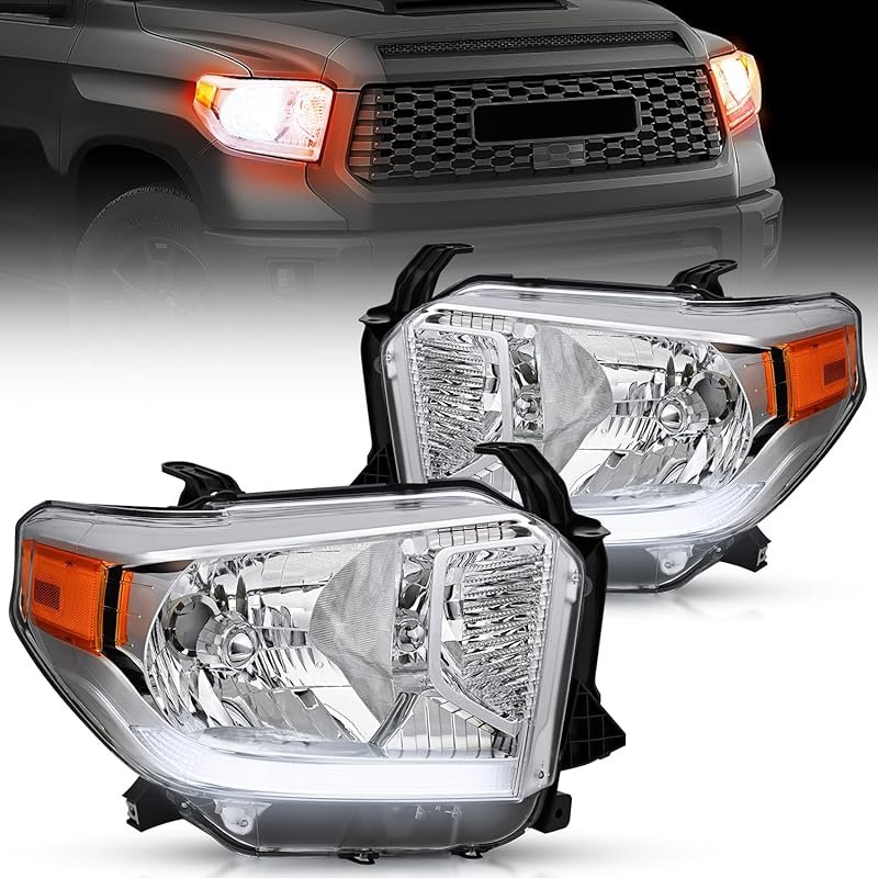Nilight Headlights for 2014-2021 Toyota Tundra – Chrome Housing, Amber