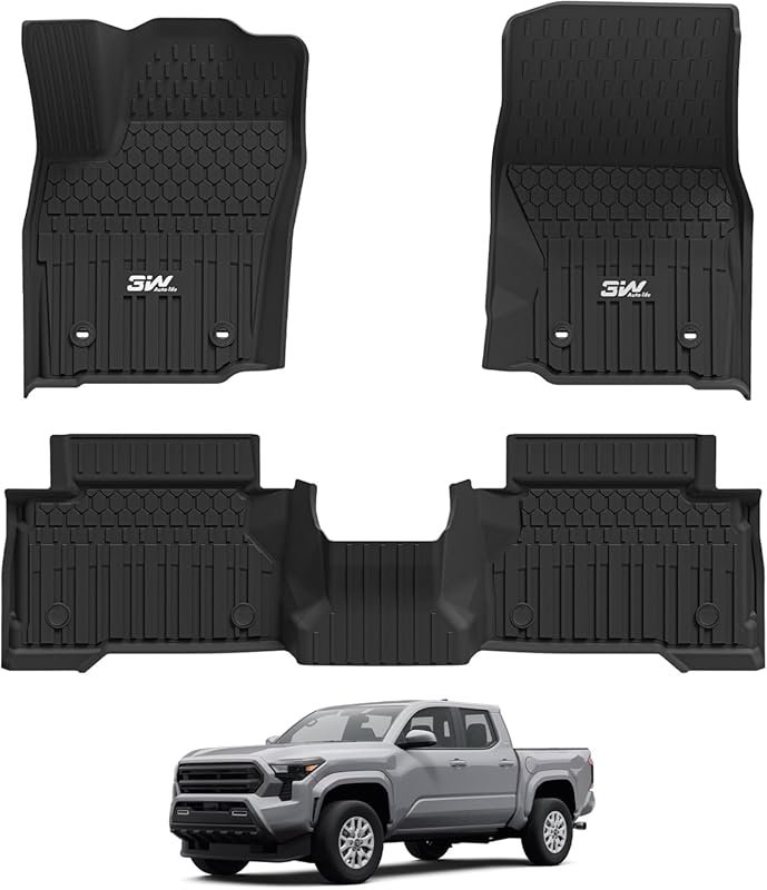 3W TPE Floor Mats for Toyota Tacoma Hybrid 2024-2026, Custom Fit All-W