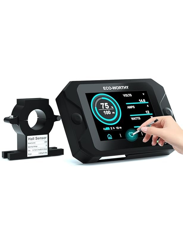 ECO-WORTHY Battery Monitor with Hall Sensor for 9-80V Batteries in RVs
