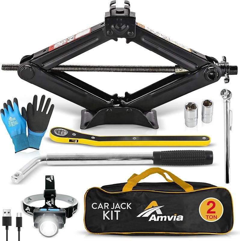 Car Jack Kit | Scissor Jack for Car 2 Ton  - Tire Jack Tool Kit | Port