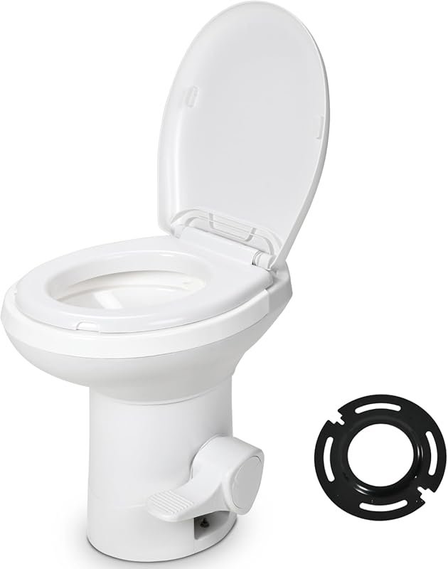 YITAMOTOR Gravity Flush RV Toilet with Foot Pedal Flush and Flange in 