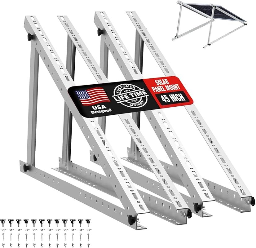 Solar Panel Mount Brackets, 2 Sets 45 inch Adjustable with Foldable Ti
