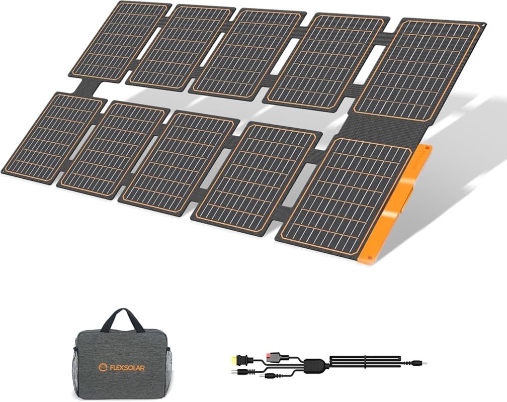 FlexSolar 100W Portable Solar Panel with USB-A USB-C DC Output IP67 Wa