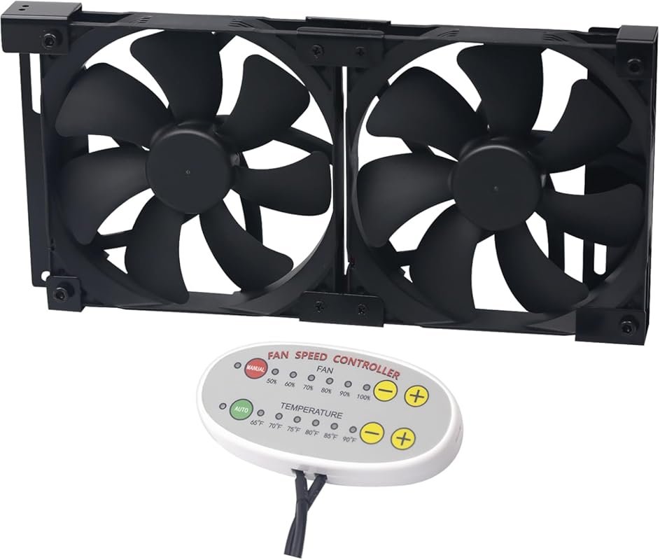 12V RV Fridge Ventilation Cooling Fan with 5.5-Inch Fit for Vents Adju