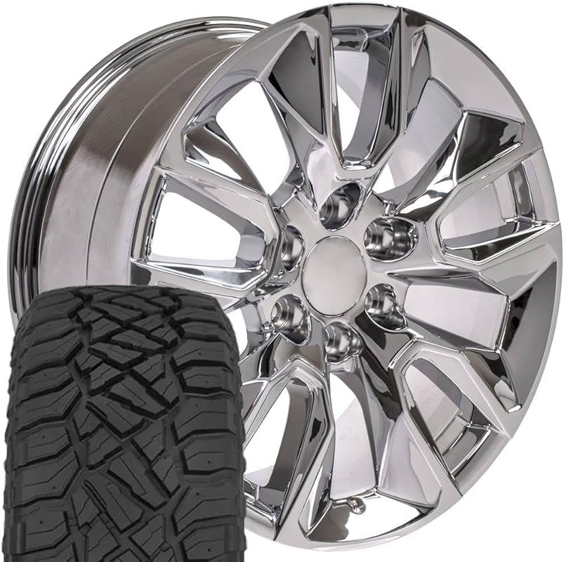 Chrome 20x9 CV32 Rims & 275/55-20 Tires for Silverado 1500