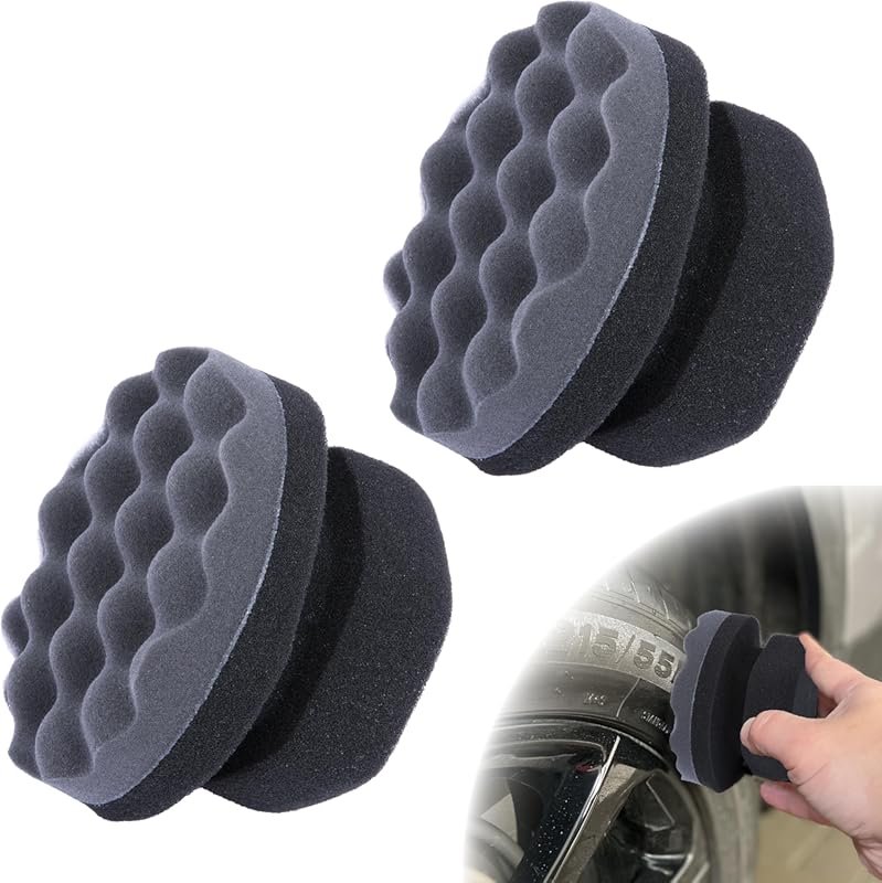2 PCS Tire Shine Applicator Pad, Hex Grip Tire Dressing Applicator, Re