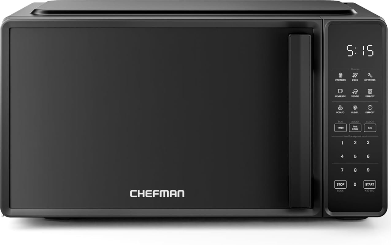 Chefman Black Microwave with 0.7 Cu. Ft. Capacity and 10 Power Levels