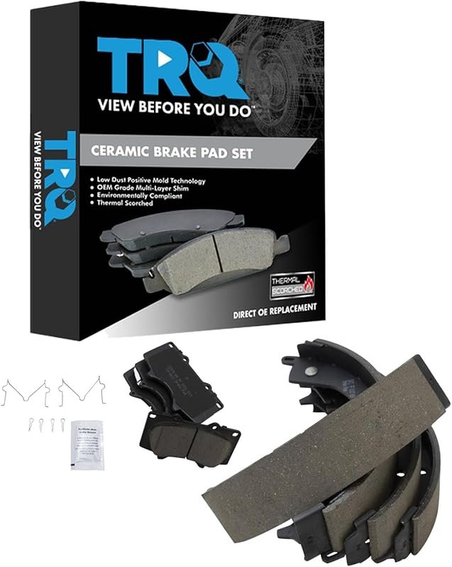 TRQ Front and Rear Brake Pads Ceramic Compatible with 2005