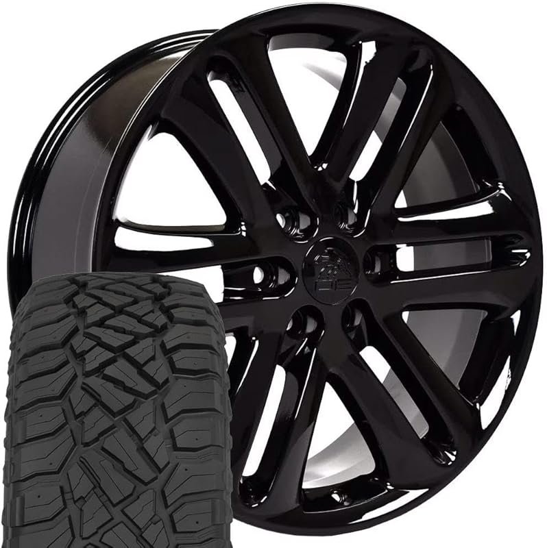 OE Wheels FR76 22-Inch Gloss Black Rims with TerraMax RT 285/45-22 Tir
