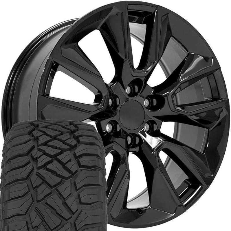 Gloss Black 22x9 CV32 Rims & 285/45-22 Tires for Silverado 1500