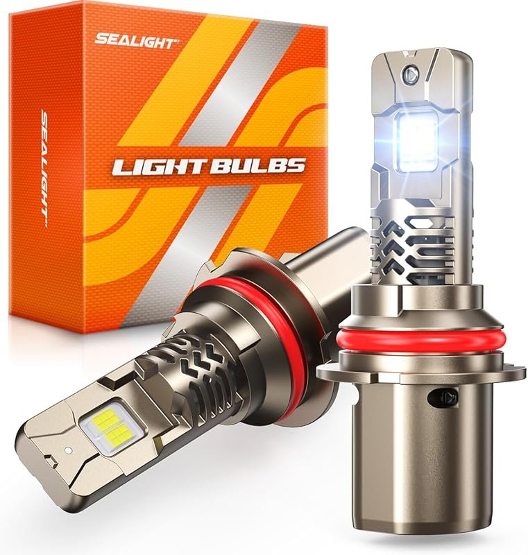 SEALIGHT 9007 LED Bulb with Mini Design, 50,000LM Brightness, 6500K Wh