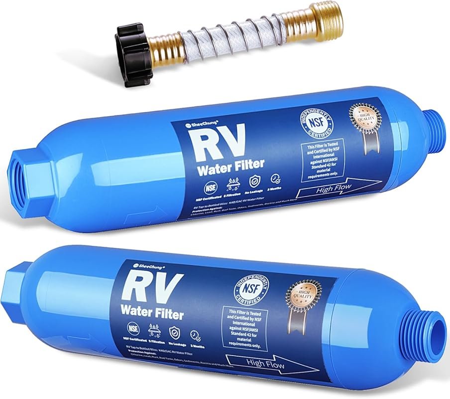 SheeChung 2-Pack RV Water Filter with Hose Protector to Reduce Odors a