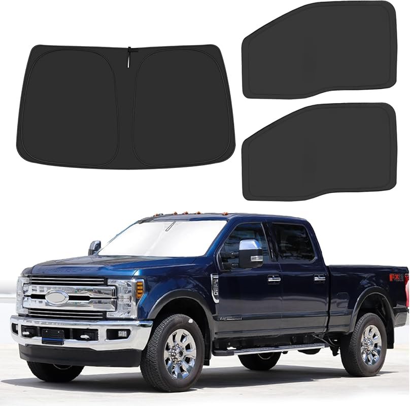 Foldable Front and Side Window Sun Shades for 2017-2022 Ford F-250 and