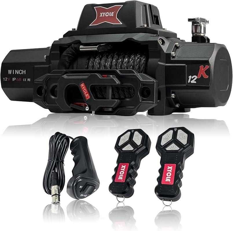 12000lbs 12V IP68 Waterproof Electric Winch with Synthetic Rope & Wire