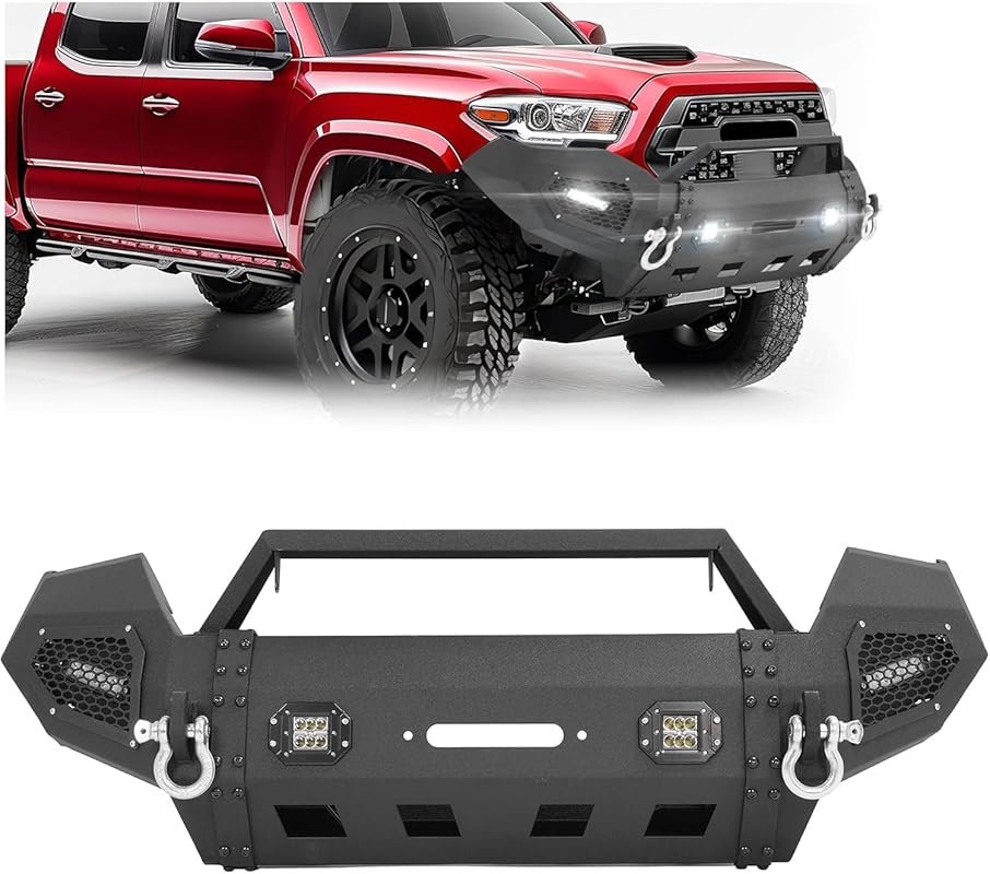 HECASA Front Bumper for 2016-2023 Toyota Tacoma with LED Light, D-Ring