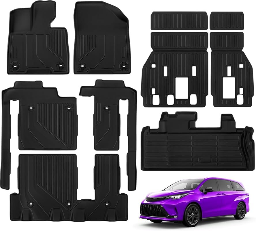 Full-Set All-Weather Floor Mats for Toyota Sienna 2021–2026 (8-Seat, N