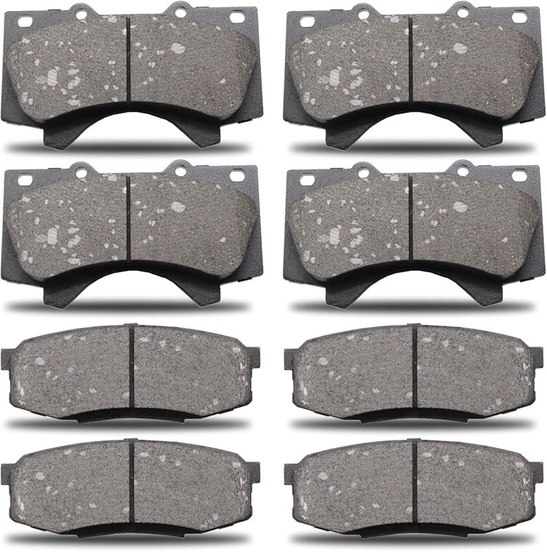 Semi-Metallic Front and Rear Brake Pad Sets for Toyota Tundra Compatib