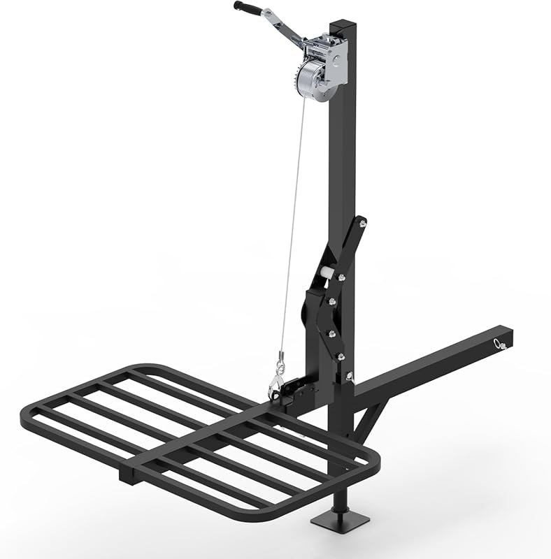 Truck Hitch-Mounted Hoist with 360-Degree Rotation, 250 lb Capacity fo