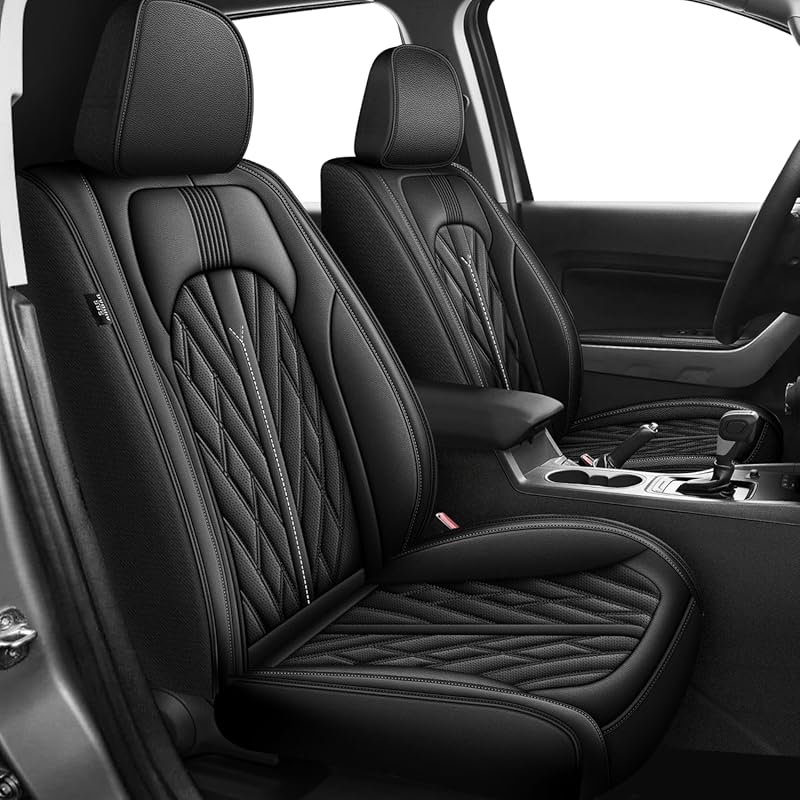 Breathable Waterproof Leather Seat Covers for Ford Ranger 2019-2025 Fu
