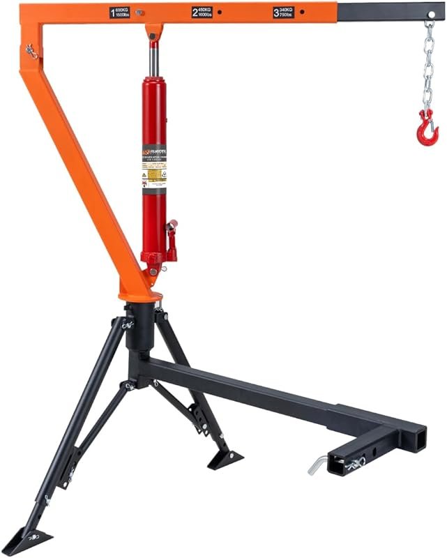 Rugcel 1500 lb Receiver Hitch Crane for Pickup Trucks with Adjustable