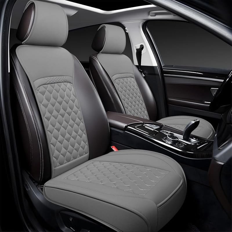 Gray front seat covers for Lexus ES 350, waterproof leather, two-pack 