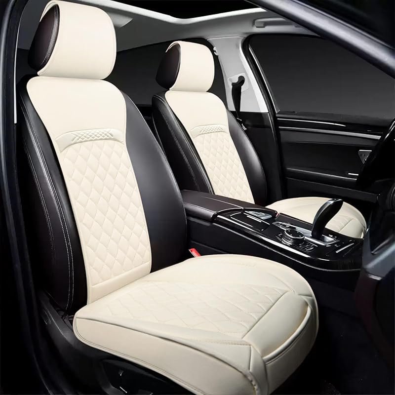 Off-white front seat covers for Lexus ES 350, waterproof leather, two-