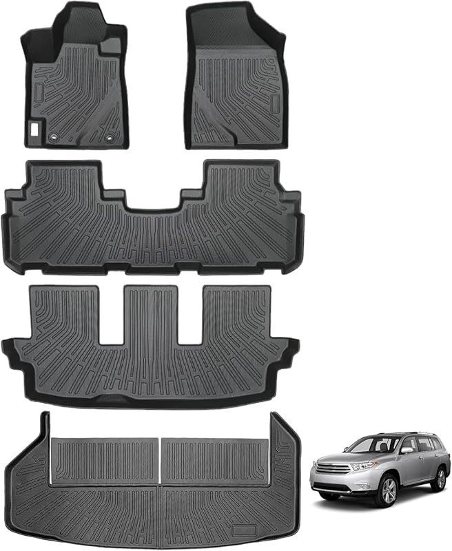 All-Weather TPE Floor Liners for Toyota Highlander (2008-2013, Non-Hyb