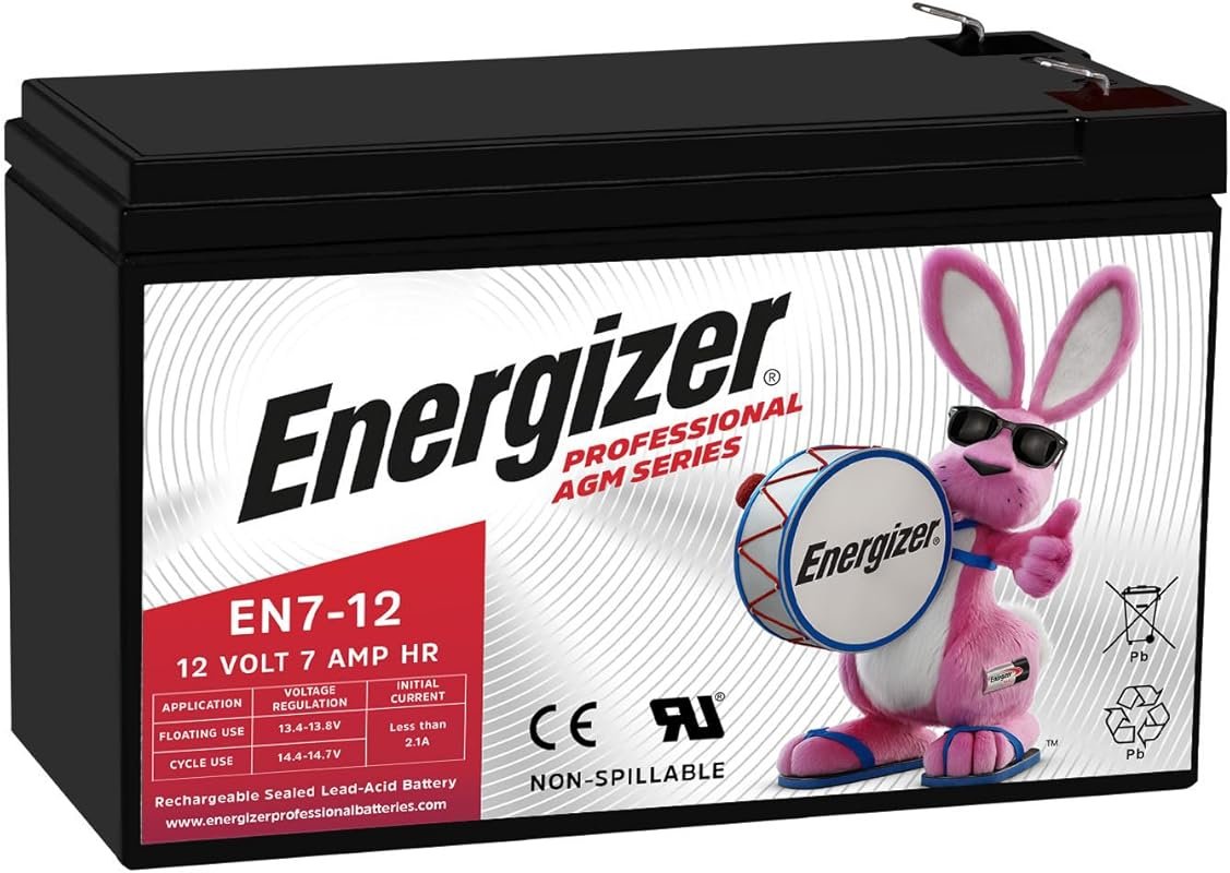 Energizer 12V 7Ah Sealed Lead Acid AGM Battery for Backup Power and Em