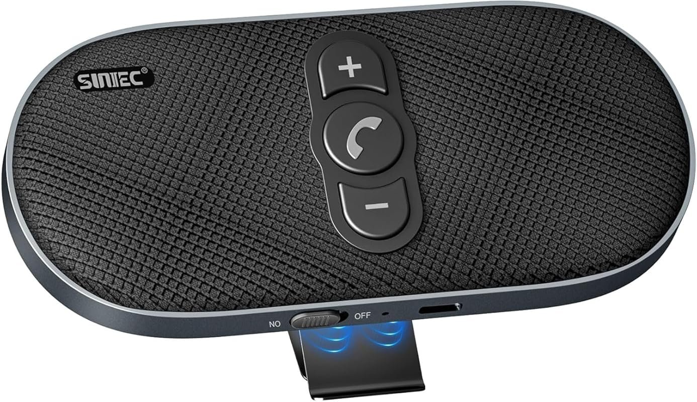 Hands-Free Car Speakerphone with Dual 3W Speakers, Siri and Google Ass