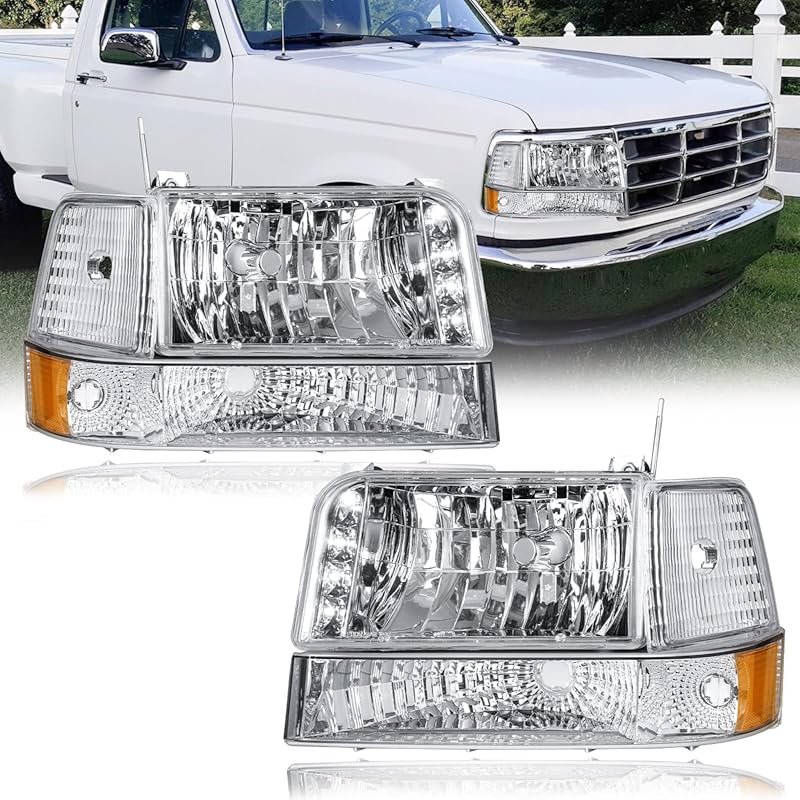 LED Headlights with LED Bar for 1992-1996 Ford F-150 F-250 and F-350 M