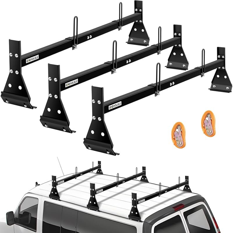Van Ladder Rack for Chevy Express and Ford Econoline, Adjustable 57