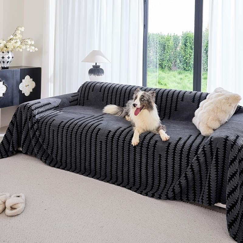 Plush Sherpa Fleece Dog Couch Cover with Washable Non-Slip Design for 